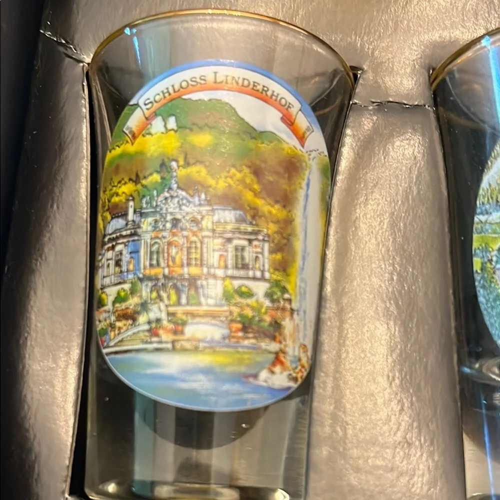 German Flask and Shot Glass Set Scenic Set